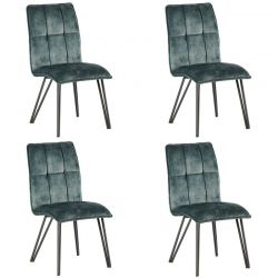Lot 4 chaises velours pétrole confort Casita CHAVENPET