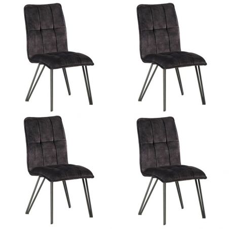 Lot 4 chaises velours anthracite confort Casita CHAVENANT