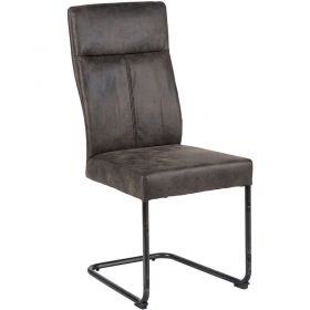 Lot de 2 chaises tissu gris et métal noir CHA 700GRI
