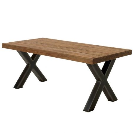 Table teck massif et métal 220cm Oregon Casita ORETA180