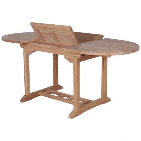 Table de jardin en teck extensible ovale 6 à 10 personnes Ø120cm