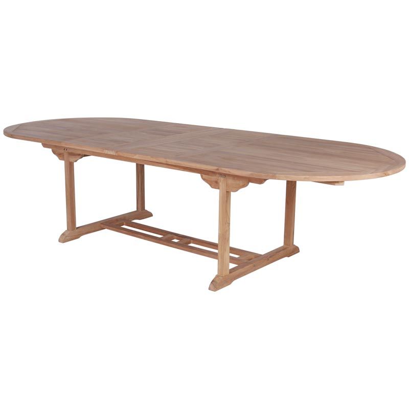 Table de jardin en teck extensible ovale 10 à 16 personnes 220/260/300cm