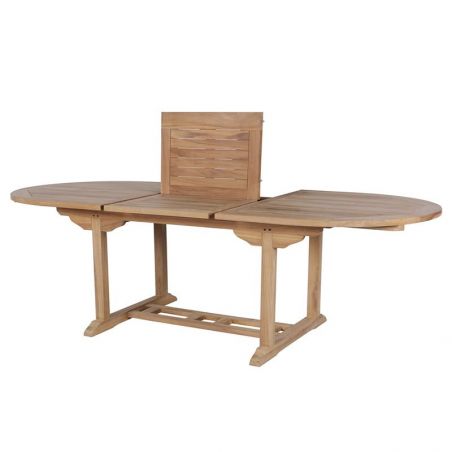 Table de jardin en teck extensible ovale 8 à 12 personnes 180/240cm