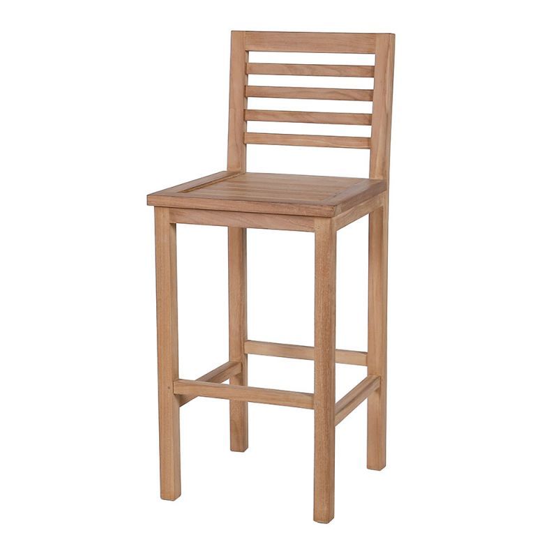 Lot de 2 tabourets de bar teck massif pour jardin GARDEN