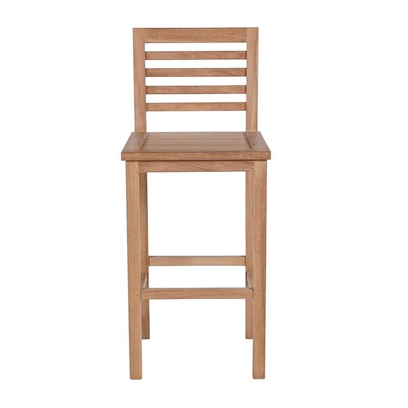 Lot de 2 tabourets de bar teck massif pour jardin GARDEN