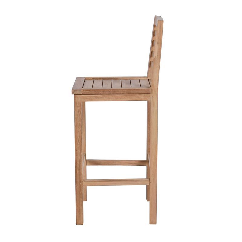 Lot de 2 tabourets de bar teck massif pour jardin GARDEN