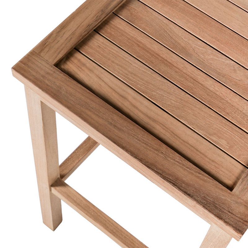 Lot de 2 tabourets de bar teck massif pour jardin GARDEN