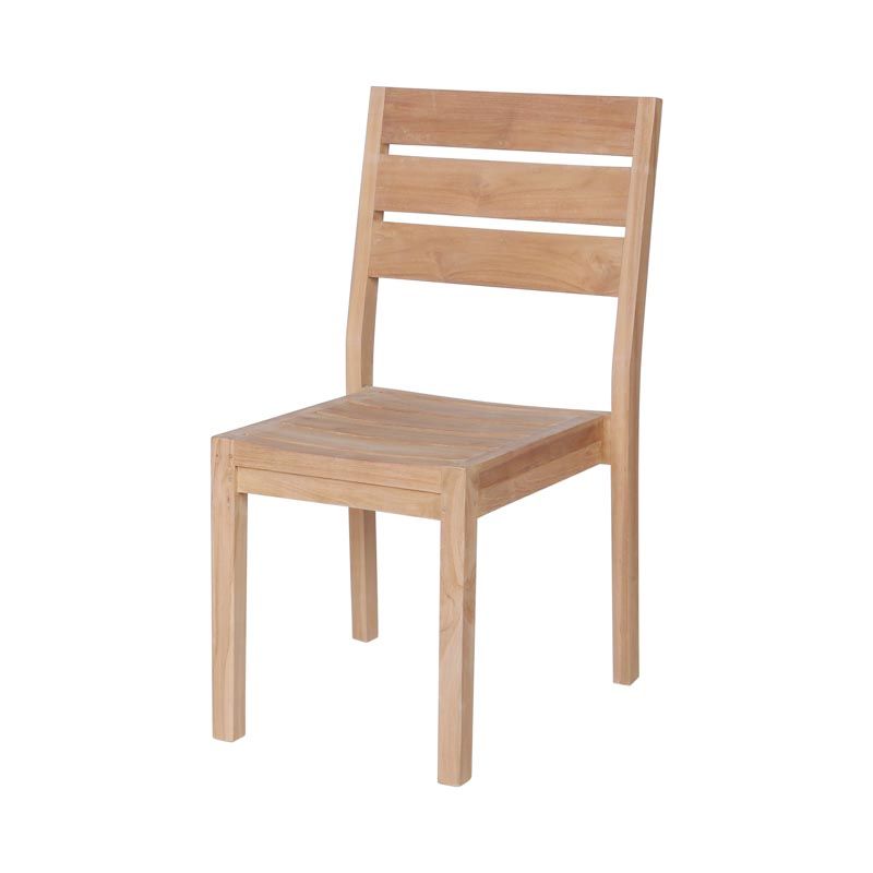 Lot de 4 chaises empilables en teck massif GARDEN