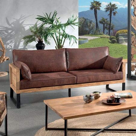 Canapé style montagnard teck 3 places Dunmore Casita DUNFA3GOBHAV