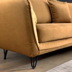 Canapé d'angle velours moutarde 286cm Hasting Casita HASDMONOCR32RG retour gauche