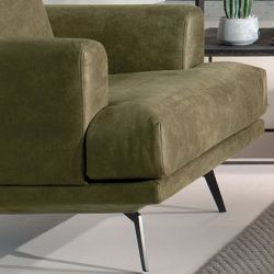 Fauteuil pied metal cuir kaki 90cm Atri Casita ATF1BULLKAK