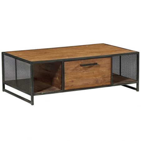 Table basse teck industrielle Casita ATHETABA 120
