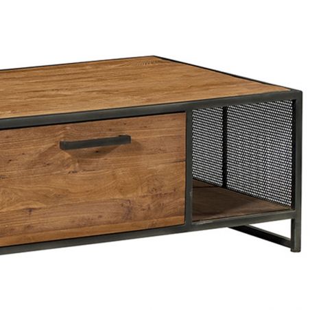 Table basse teck industrielle Casita ATHETABA 120