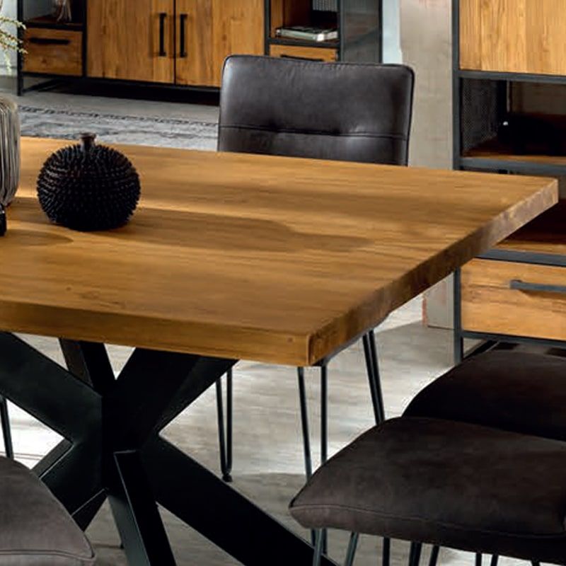 Table teck carrée 130cm pied métal Casita TULTAC130