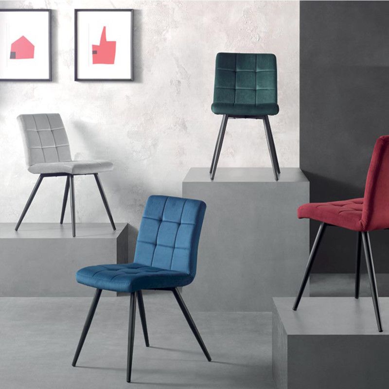 Lot de 2 chaises velours bleu pétrole rembourrée pieds métal Franklin Casita