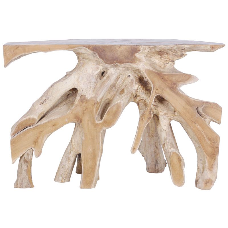 Console originale en racine de teck brute 120cm