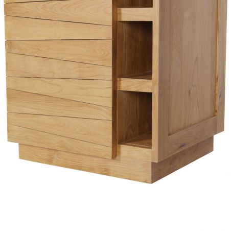 Meuble sous vasque bois massif 60 cm BAIN Lattes obliques