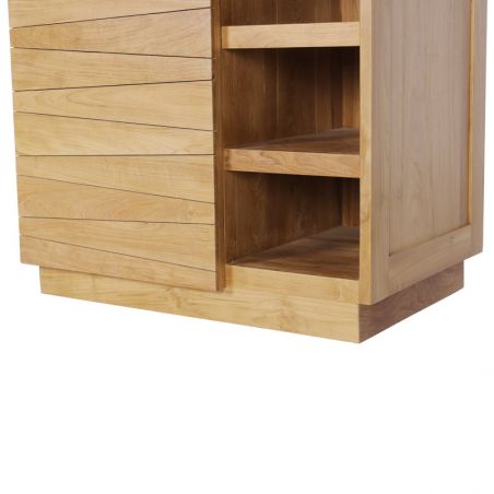 Meuble sous vasque bois massif 80 cm BAIN Lattes obliques