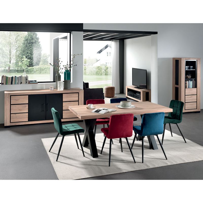 Table chêne massif pieds croix 180cm Cleveland Casita CLETA180