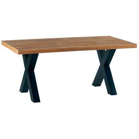 Table pin massif 180cm Coopers Casita COOTA180 pied croix noir