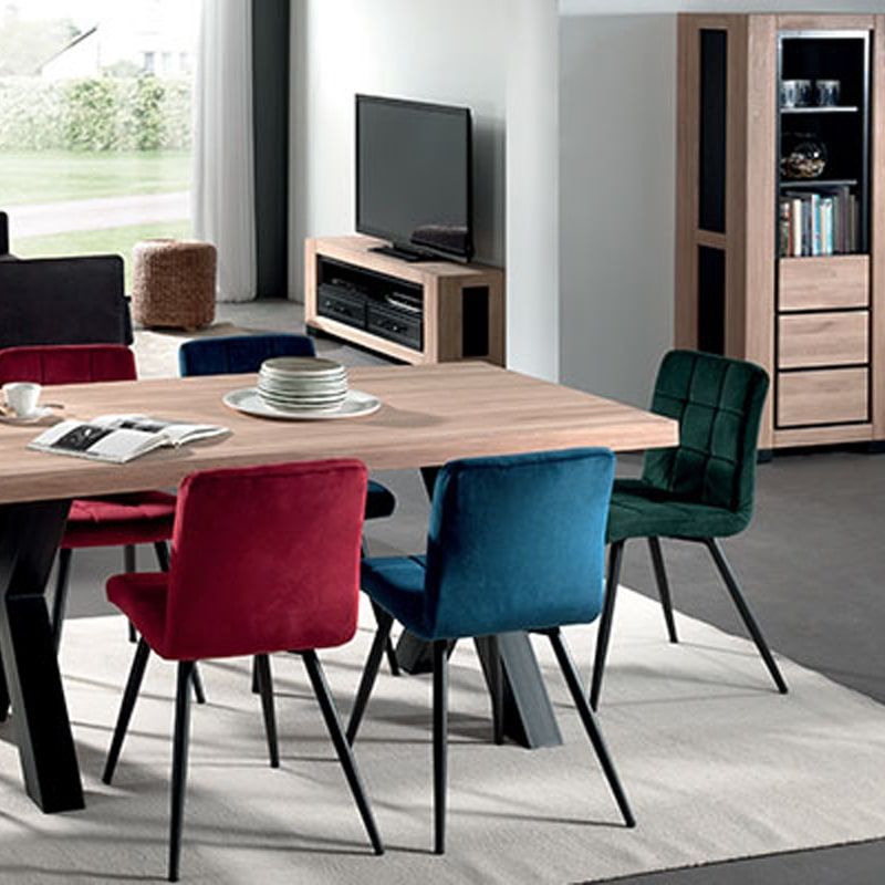 Lot de 2 chaises velours vert rembourrée pieds métal Franklin Casita