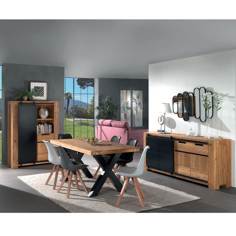 Table pin pied métal croix 180cm Coopers Casita COOTA180 pied croix noir