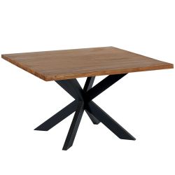 Table industrielle carrée bois 130cm pied métal Casita TULTAC130