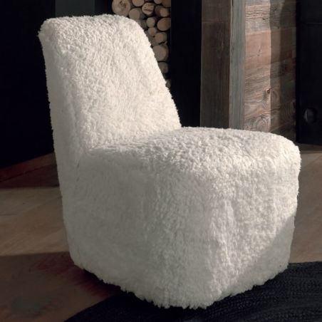 Fauteuil blanc bouclette FAUSNOW Casita