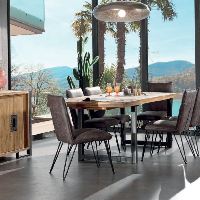 Table teck et métal 160/260cm Wales Casita WALTA160
