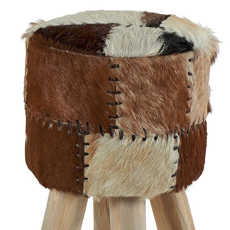 Pouf patchwork de peau naturelle Casita AMPOU F1