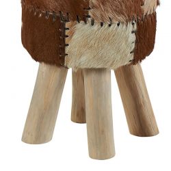 Pouf patchwork de peau naturelle Casita AMPOU F1