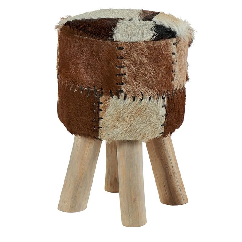 Pouf patchwork de peau naturelle Casita AMPOU F1