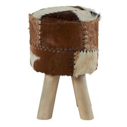 Pouf patchwork de peau naturelle Casita AMPOU F1
