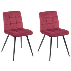 Lot de 2 chaises velours rouge bordeaux rembourrée pieds métal Franklin Casita