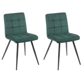 Lot de 2 chaises velours vert rembourrée pieds métal Franklin Casita