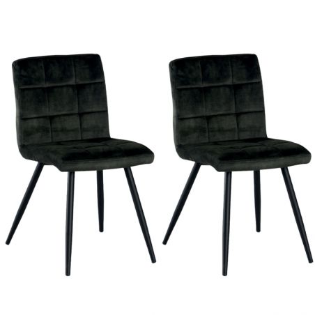 Lot de 2 chaises velours vert sapin rembourrée pieds métal Franklin Casita