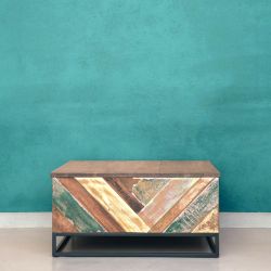 Table basse carrée bois et métal 71cm RITA
