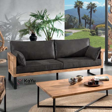 Canapé teck massif Dunmore Casita DUNCOUF3GOBGRI