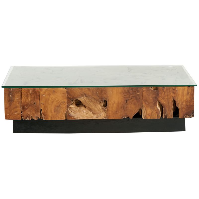 Table basse teck vitre 118cm Casita ATATABA