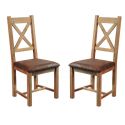 Lot de 2 chaises chêne massif et tissu Lodge Casita LODCHA 2