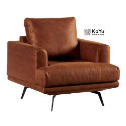 Fauteuil en cuir Cognac 90cm ATRI Casita