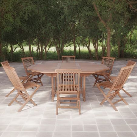 Table à manger extérieur extensible teck massif 6 à 10 personnes 150/200cm