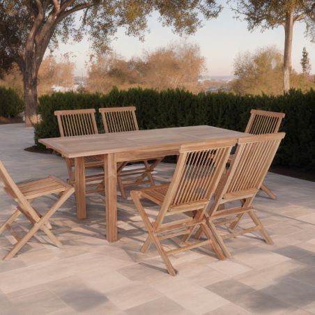 Table jardin rectangulaire teck massif extensible 120cm