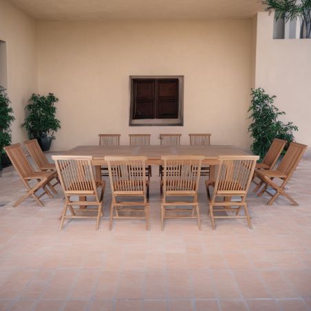 Table de jardin avec rallonge en teck massif 220cm