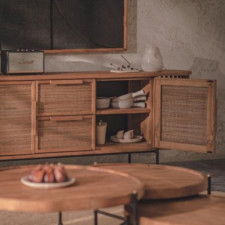 Meuble TV arrondi teck recyclé 180cm d-bodhi COCO avec tiroirs