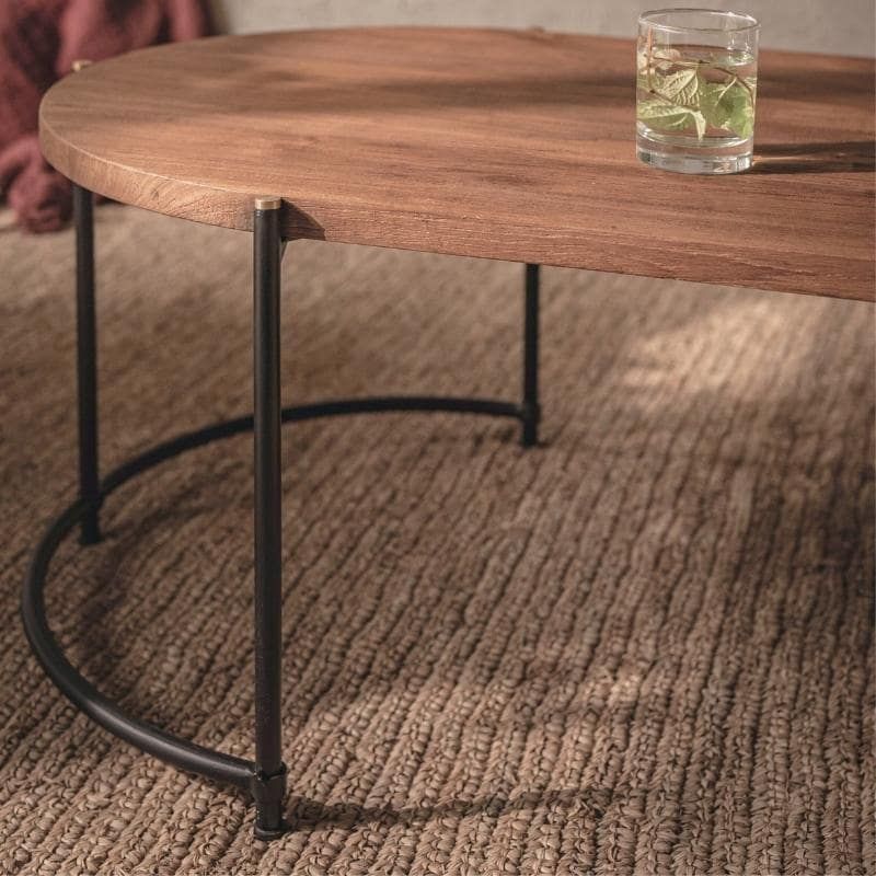 Table basse ovale en teck recyclé et métal 143cm d-bodhi COCO