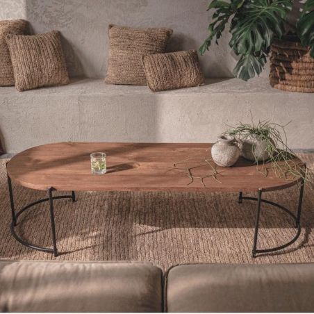 Table basse ovale en teck recyclé et métal 143cm d-bodhi COCO