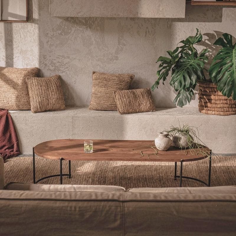 Table basse ovale en teck recyclé et métal 143cm d-bodhi COCO