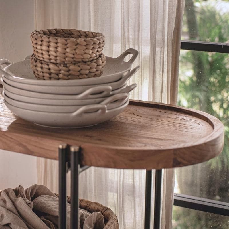 Console arrondie double plateau en teck recyclé 160cm d-bodhi COCO