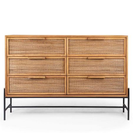 Commode 6 tiroirs en teck recyclé et métal 150cm d-bodhi COCO
